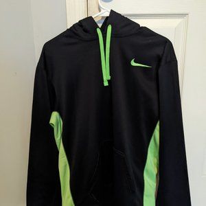 Nike Black and Neon Green Large Sweatshirt